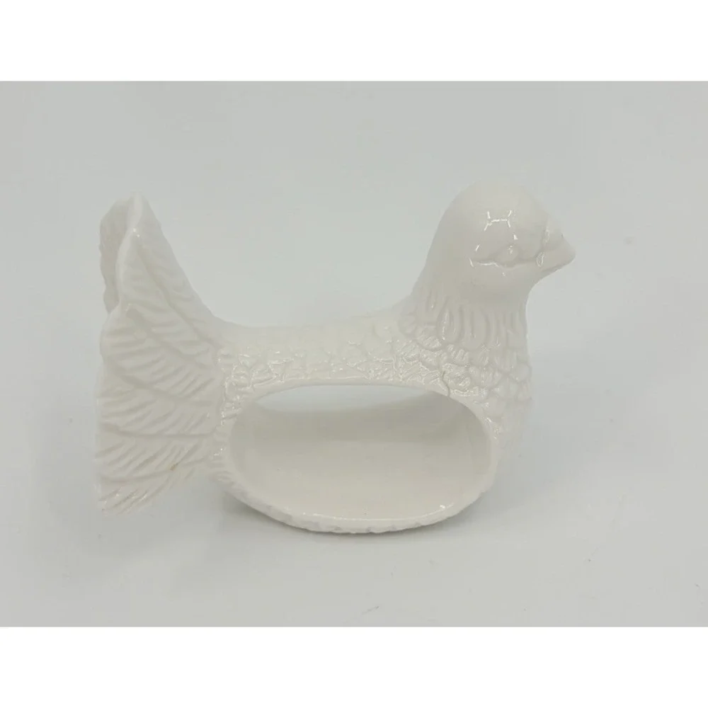 Vintage Shafford Design Dove Napkin Rings Set of 4 White Porcelain